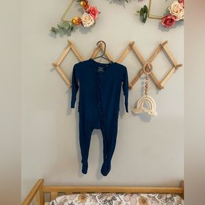 Sailor Blue Posh Peanut Ruffle Zippered Footie
